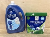 100 oz Liquid dish soap & 105 count dishwasher