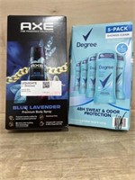 Mens axe body spray & 5 pack degree deodorant