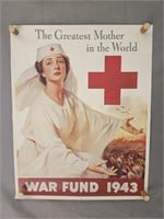 Authentic 1943 Red Cross War Fund Poster