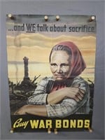 Authentic 1943 Us Government Buy Bonds Poster