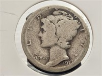 US Silver Mercury Dime 10c 1917S