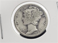 US Silver Mercury Dime 10c 1927