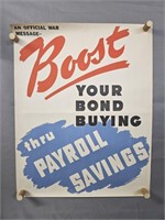 Authentic 1943 Us Government War Bonds Poster