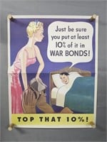 Authentic 1942 Us Government War Bonds Poster