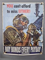 Authentic 1944 Us Government Buy Bonds Poster