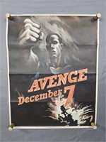 Authentic 1942 Us Govt Avenge December 7th Poster