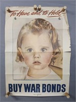 Authentic 1944 Us Gov't Buy War Bonds Poster
