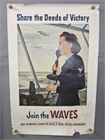 Authentic 1943 Wwii Waves Recruiting Poster