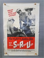 Authentic 1943 Wwii Navy Sru Recruiting Poster