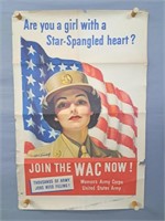 Authentic 1943 Wwii Wac Recruiting Poster