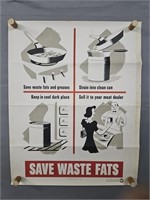 Authentic Wwii Save Waste Fats Poster