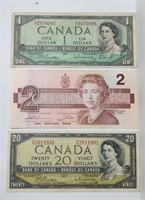 Old Banknotes 1954 & 1986 3 Banknotes