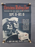 Authentic Wwii Christmas Mailing Time Poster
