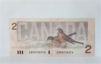 $2 Canada RADAR 6720276 Banknote 1986