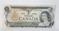 $1 Canada Replacement Off Center Error 1973