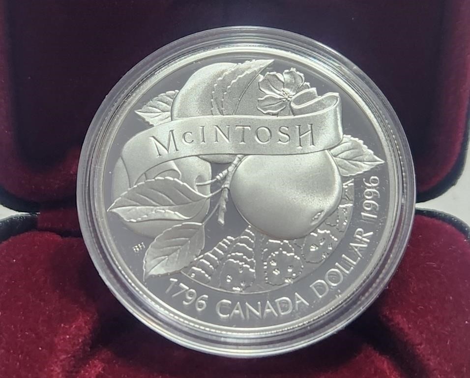 1996 Silver $1 Proof Capsule McIntosh Apple w/COA