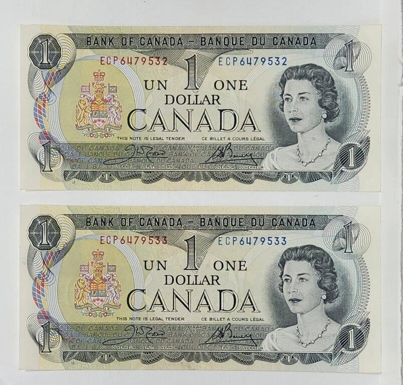 1973 Canada $1 Dollar 2 Consecutives
