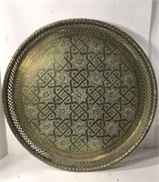 Large Solid Brass Hanging Decorative Tray U16F