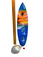 Painted Turtle Shell and Mini Decor Surf Board
