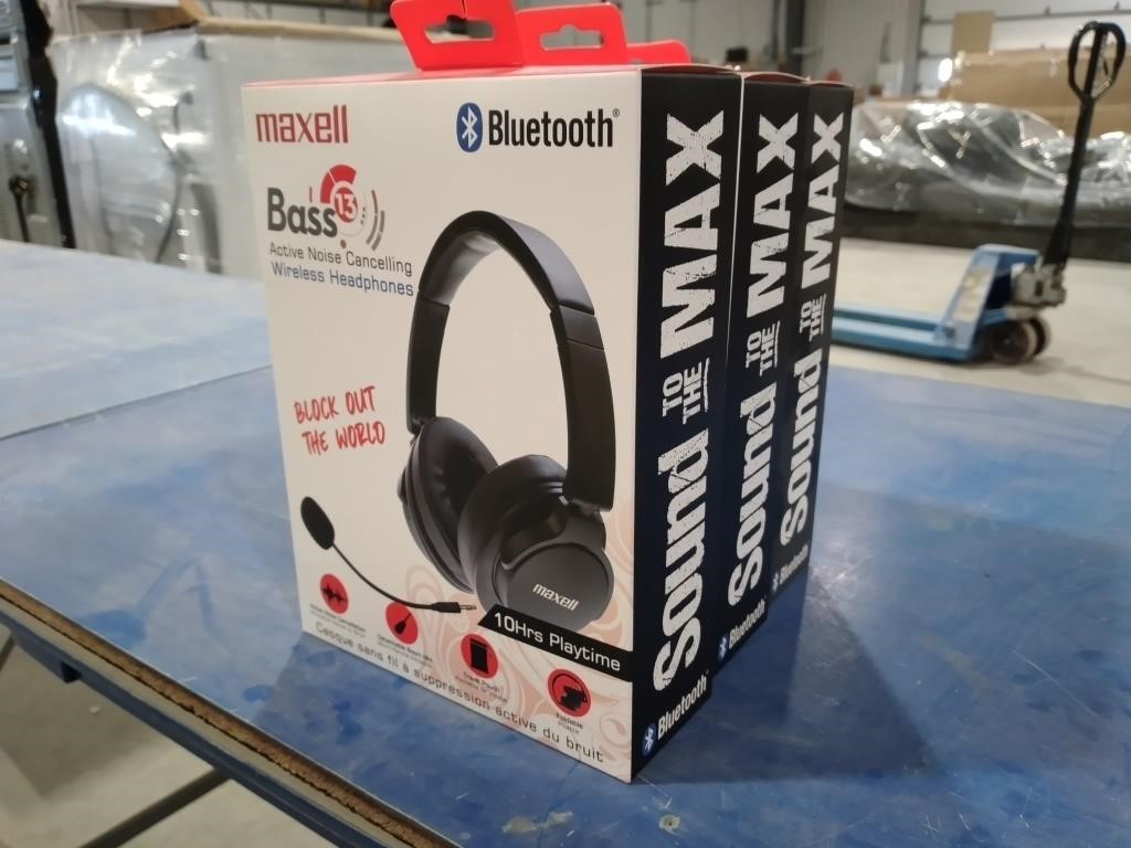 (3) Maxell Bass Wireless Headphones