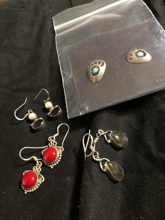 Lot Of Assorted Sterling Silver Earring Pairs