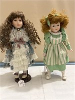 (2) Porcelain Dolls with Stands