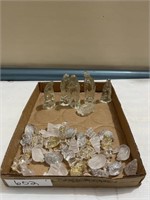 Clear Glass Nativity and Small Glass Ornaments
