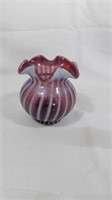 Fenton purple swirl vase 4.5x4.5in