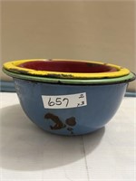 Graduated Colored Enamel Bowls