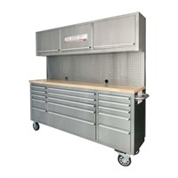 TMG 72" Rolling Workbench Cabinet w/ Pegboard