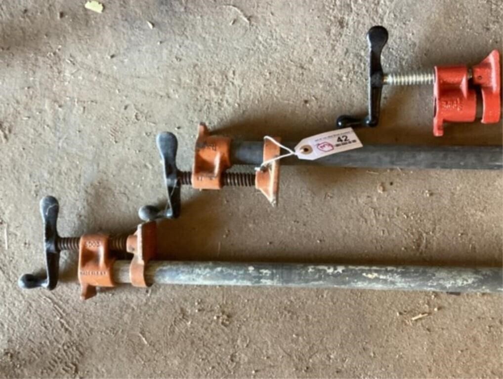3) Pipe Clamps, longest one, approx 72"