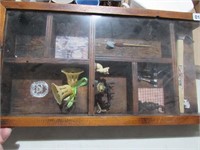Wooden Shadow Box with Contents