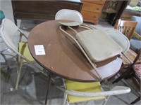Round Card Table and Five Folding Chairs
