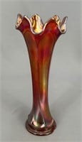 Fenton Flute 9" vase - red