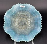 Embroidered Mums ruffled bowl w/ribbed back
