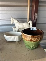 3 Flower Pots/Horse,Hull,Green U233