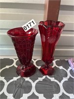 2 Red Vases (One Fostoria Coin) U233