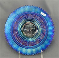 Greek Key 9" plate w/ribbed back - blue