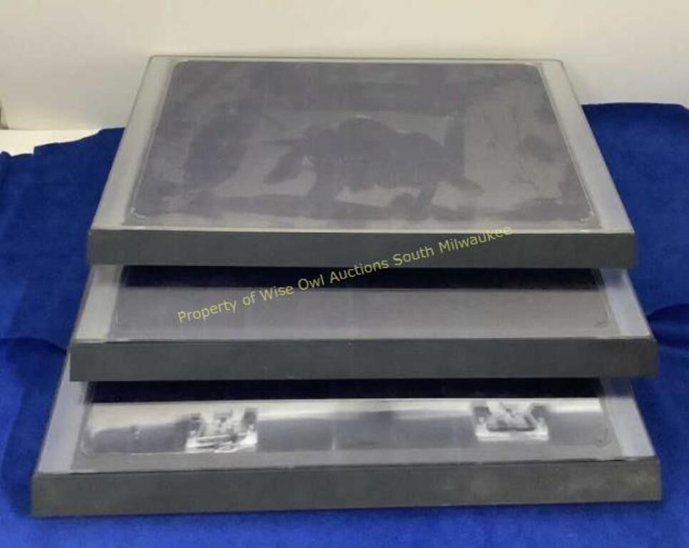 (3) Plastic coin display cases  10x15x1