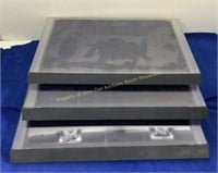 (3) Plastic coin display cases  10x15x1