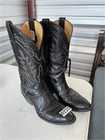 Black Leather Cowboy Boots, Sz 9D U234