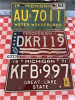 3 Michigan License Plates U235