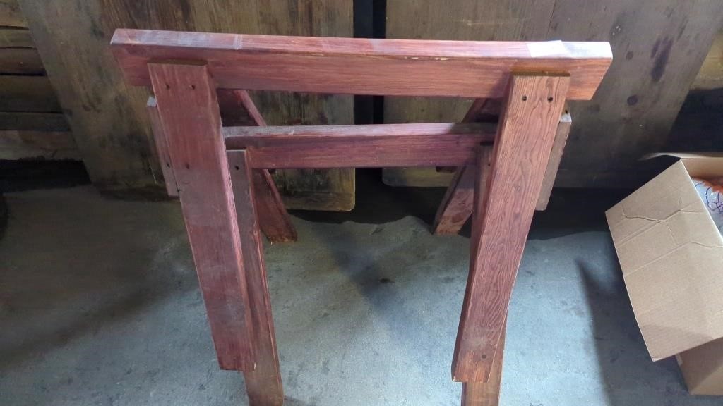 Pair of wooden sawhorses
