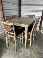 Dining Table w/Leaf & Glass Top, 6 Chairs U244