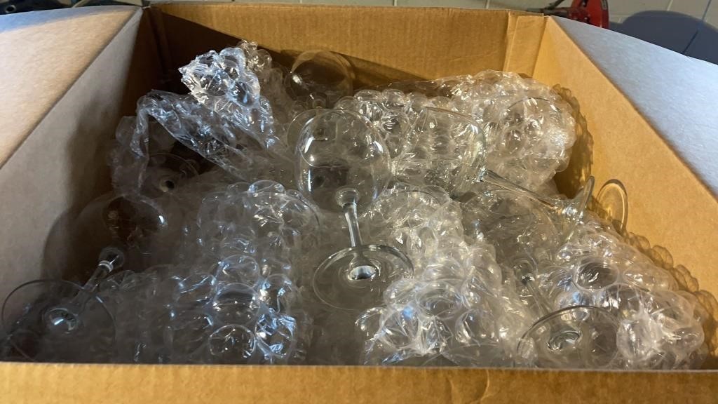 Wine Glasses box lot, as is