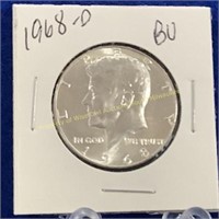 1968-D Kennedy 40% silver quarter  BU