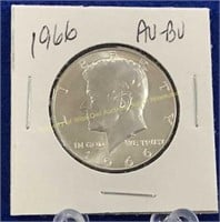 1966 Kennedy 40% silver quarter  AU-BU