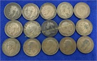 (15) Early 1900s British one penny coins