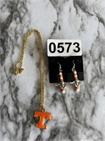 Orange T Necklace & Earrings U240