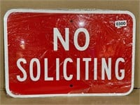 Large metal no soliciting sign